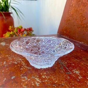 Vintage Starburst Cut Glass Trumpet Shape Candy Dish / Bowl Small